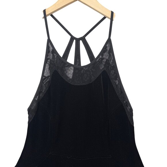 Free People Night Shade Velvet Mini Dress Black Sleeveless Strappy Halter Size S - Picture 13 of 16